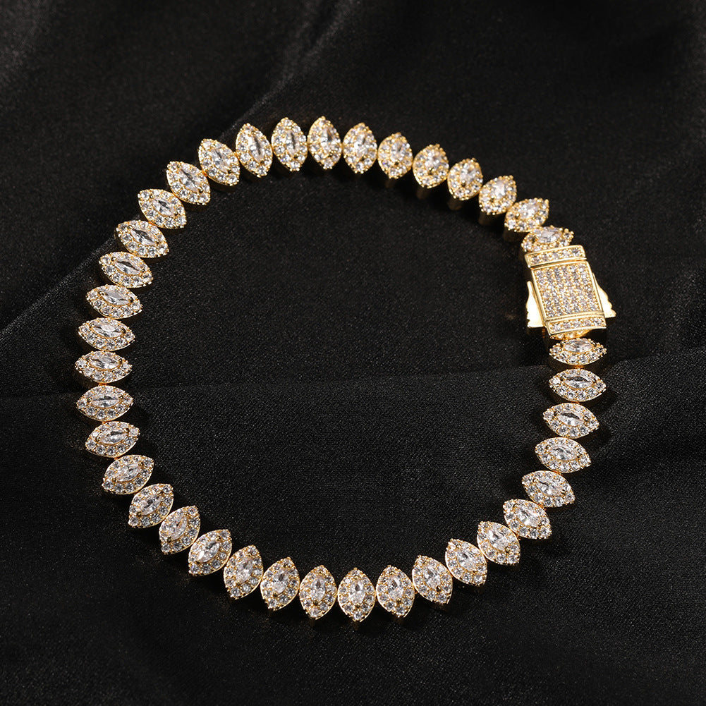 Bracelet Full Diamond Spring Button Horse Eye Bracelet Hip Hop Micro Zircon Spectrum St. Valentine's