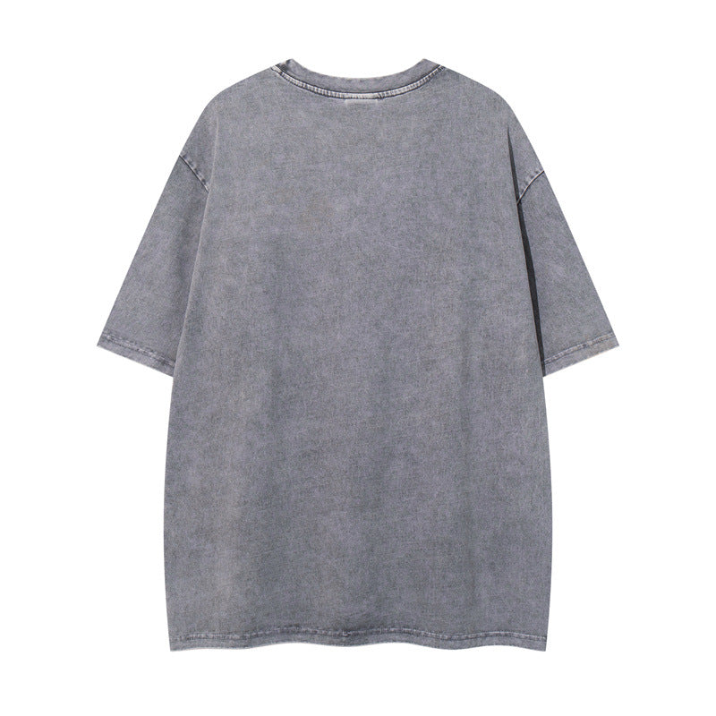 Y2K mens shirt retro loose summer round neck short sleeve T-shirt