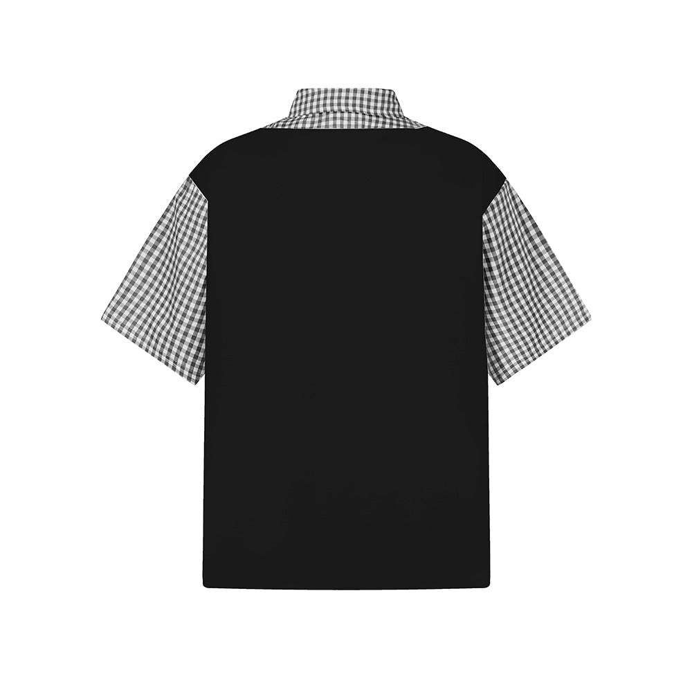 Nostalgia T Shirts Vintage Short Sleeve T-Shirt Embroidered Lapel Top