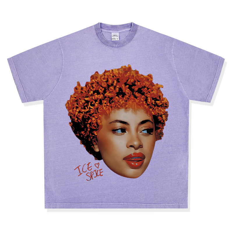 Cool t rapper vintage hip hop Ice Spice print short sleeve t-shirt