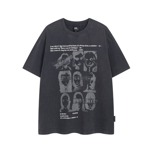 Retro Style Shirt For Men Summer Vintage Wash Print Short Sleeve T-Shirt