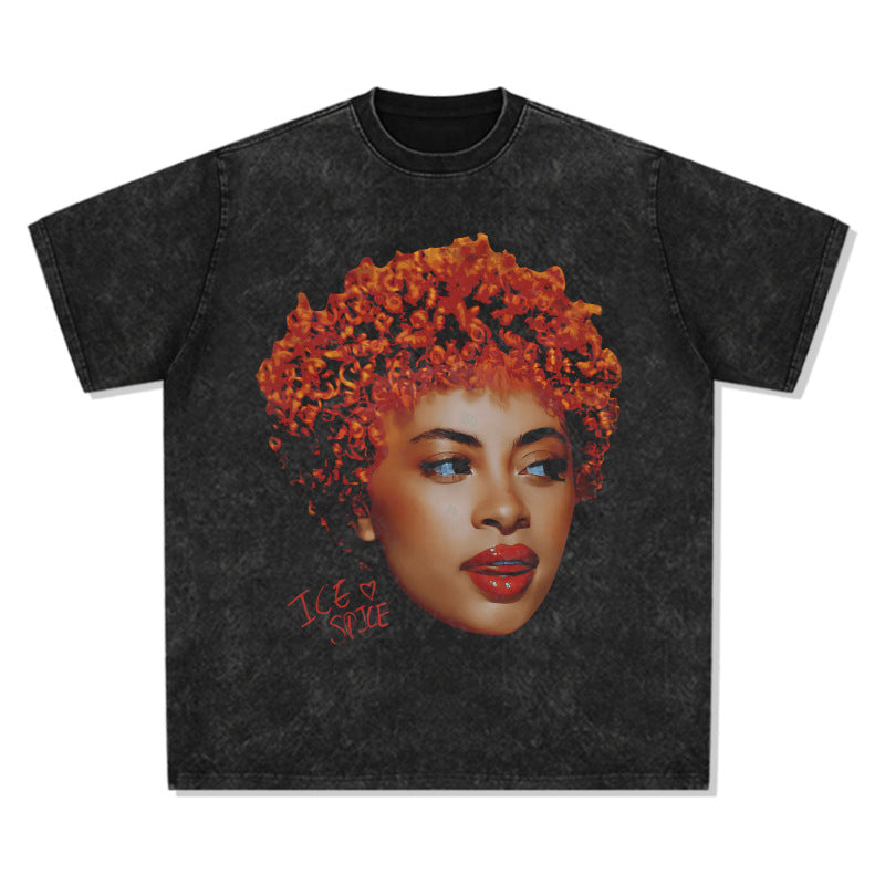 Cool t rapper vintage hip hop Ice Spice print short sleeve t-shirt