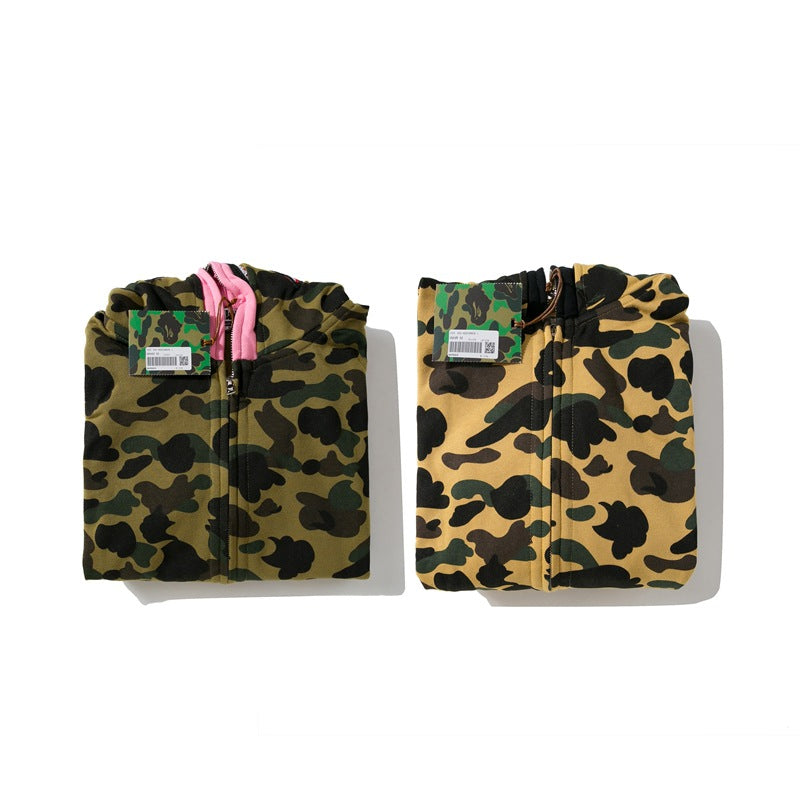 Ape Hoodie Shark Under the Stars Hooded Cardigan Zip Double Hat Camo Sweater Jacket
