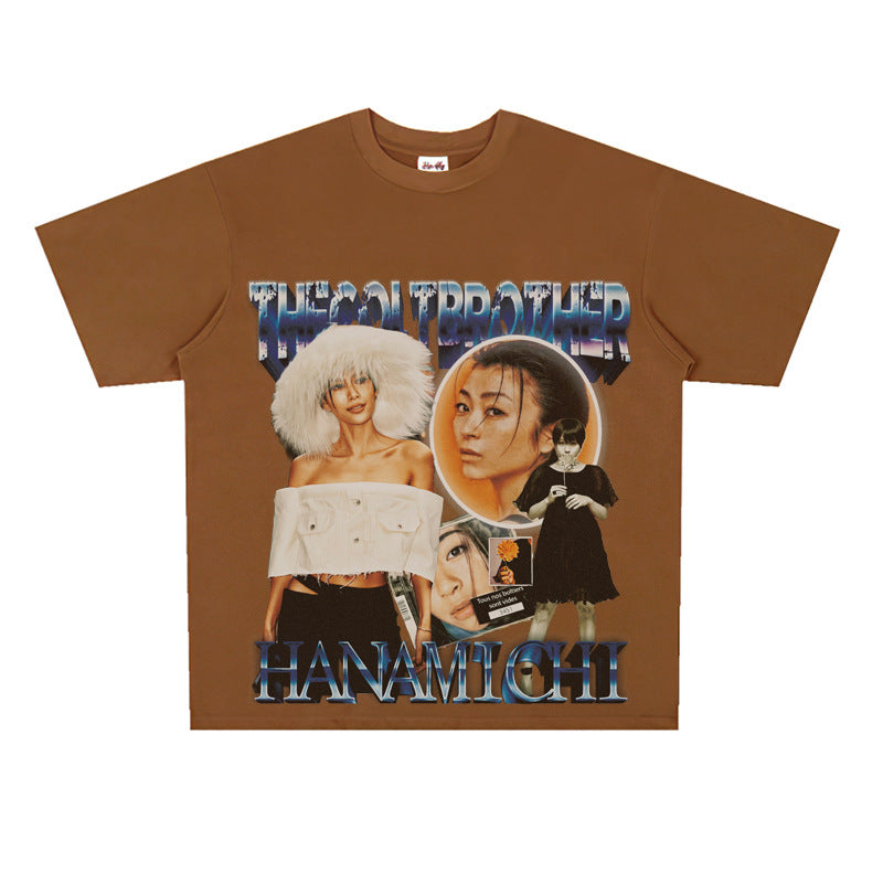 Film Star T Shirt Loose Heavy Retro Street T-shirt Men and Women