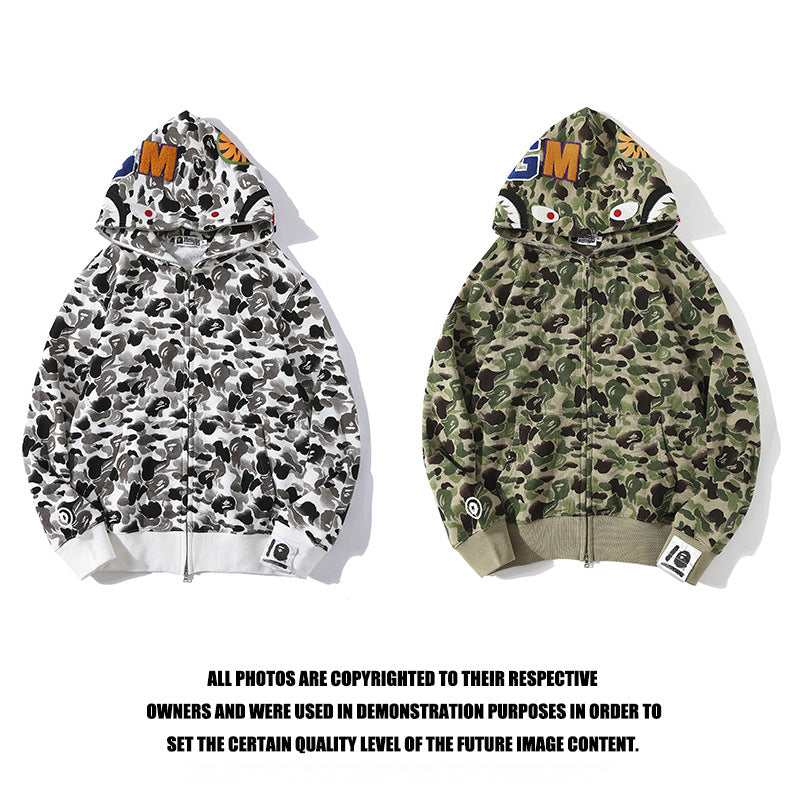 Ape Hoodie WGM Alphabet Patch Ink Pattern Camouflage Hooded Sweater Jacket