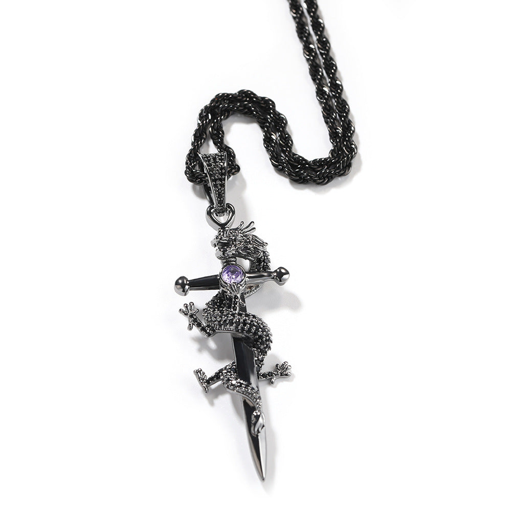 Jewelry Hip Hop Chinese Dragon Cross Miniature Zircon Pendant Royalty Crosses Jesus Pieces