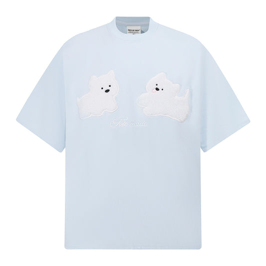 Nostalgia T Shirts Vintage Summer Short Sleeve T-Shirt Embroidered Crew Neck Loose Top