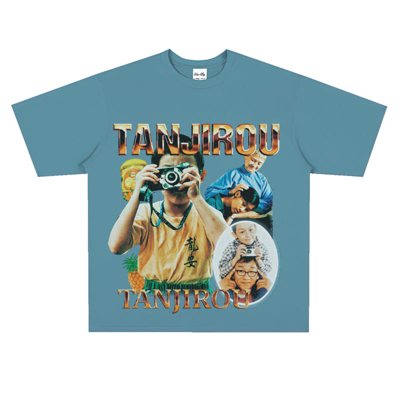 Film Star T Shirt American Retro Street Cotton T-shirt Men and Women