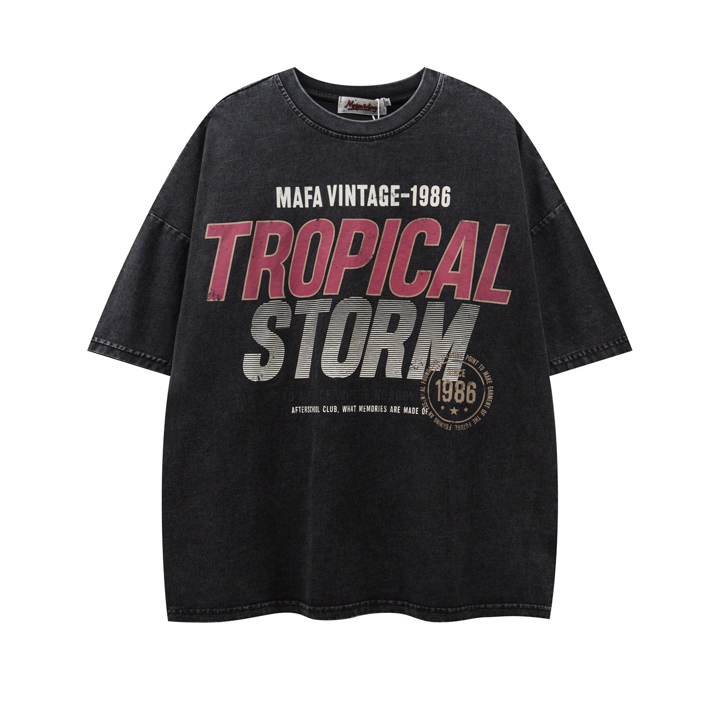 USA Vintage T-Shirt Vintage Washed Alphabet Print Men's Summer Loose