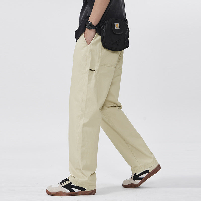 Men Casual Pants Spring Straight Retro Loose Wide Leg Pants