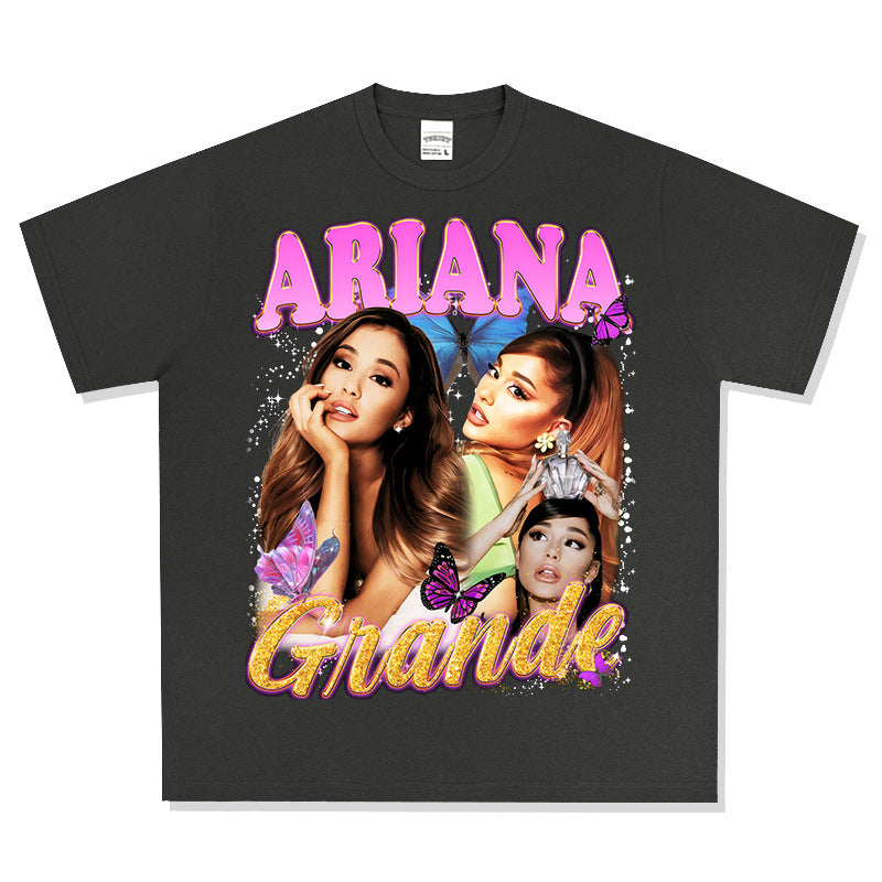 Streetwear masculino Ariana Grande print T-shirt