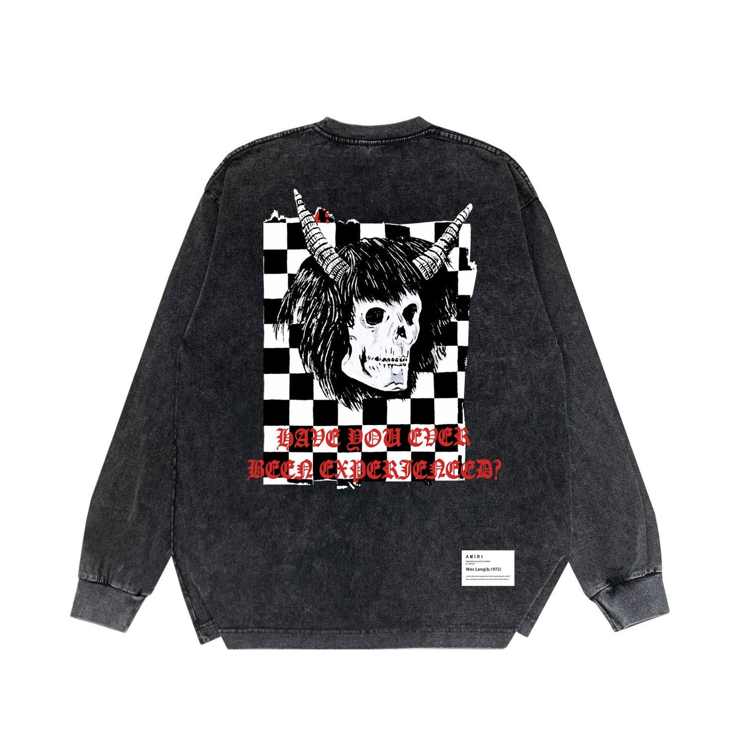 Amiri Long-Sleeved Shirt Horn Skull Vintage Distressed Long Sleeve T-shirt