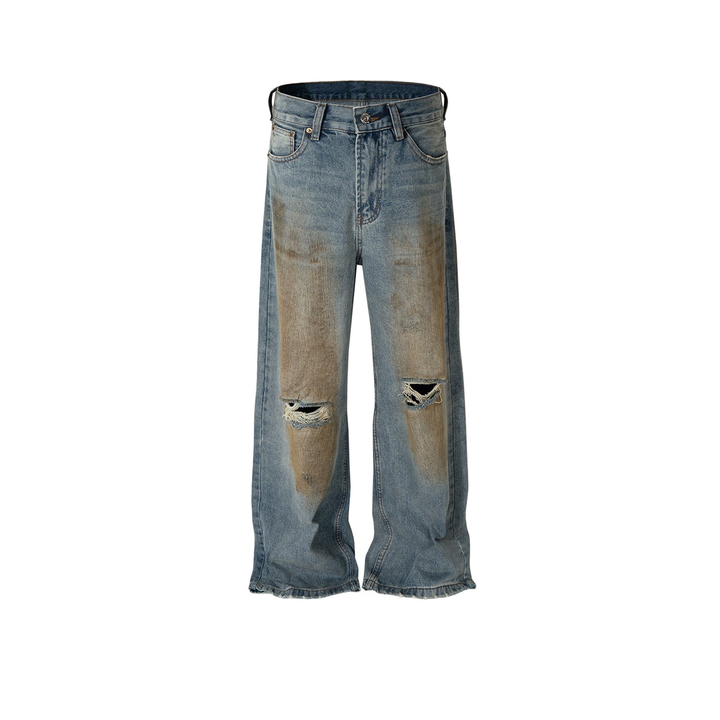 Rock Revival Jeans Ripped Trousers Straight Wide Feet Washed Old Jeans