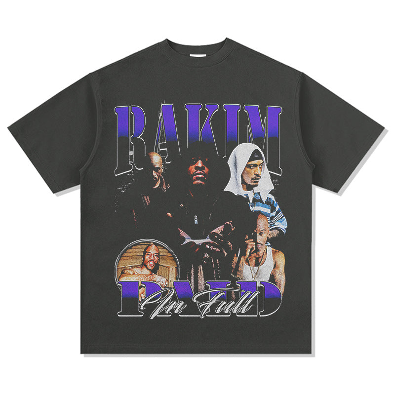 Outfit streetwear Vintage Hip Hop Rakim Rakim Print Short Sleeve T-Shirt