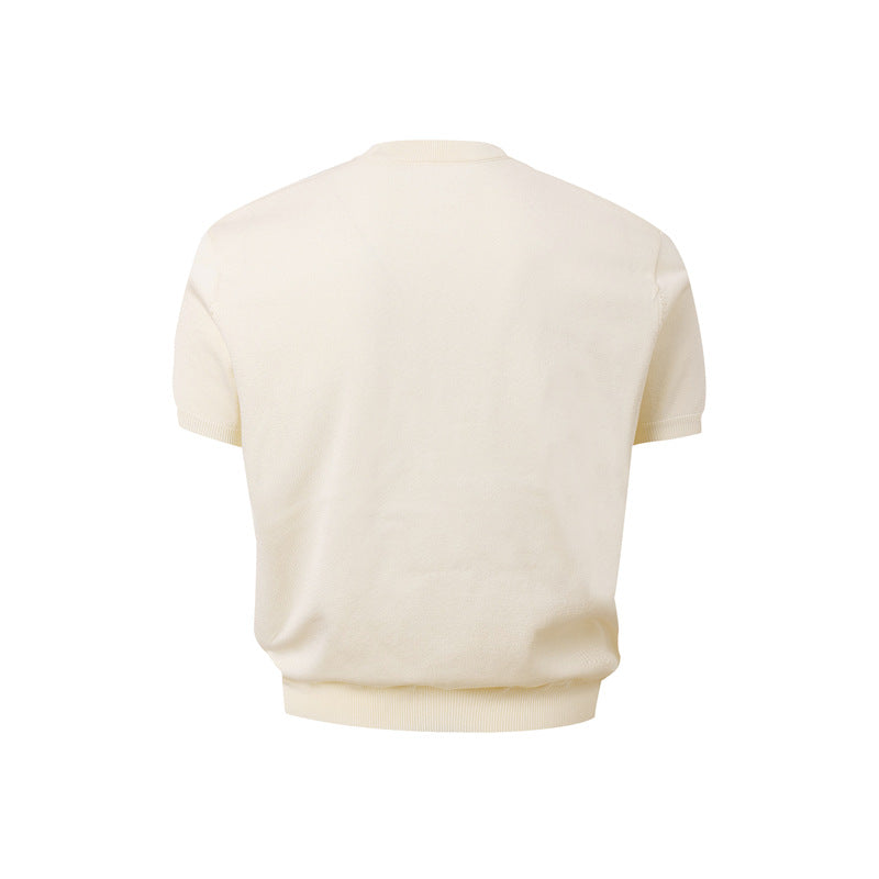 Stone Wash T shirt Vintage Knitted Short Sleeve Cleanfitt T-Shirt