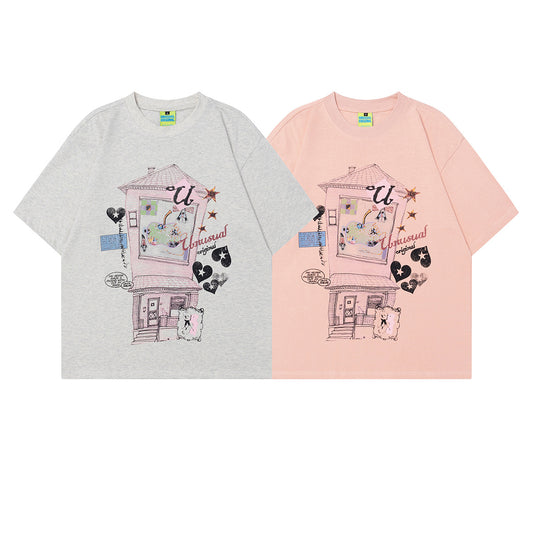 Unisex T-shirts High Sense Painting Pattern Design Vintage T-Shirt