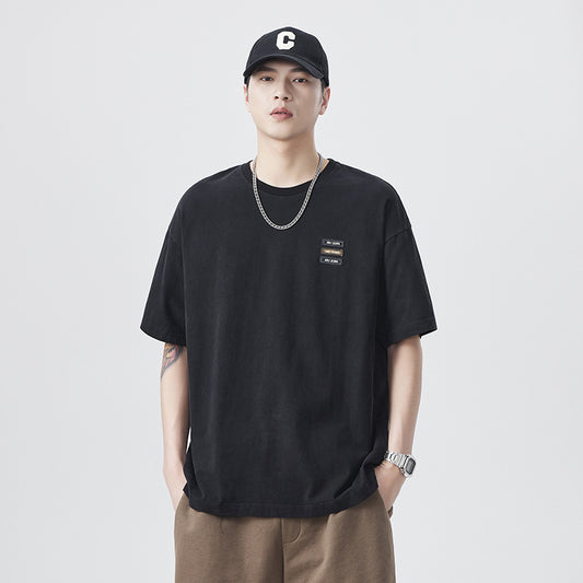 Men T-shirts Vintage Short Sleeve Loose Top Summer