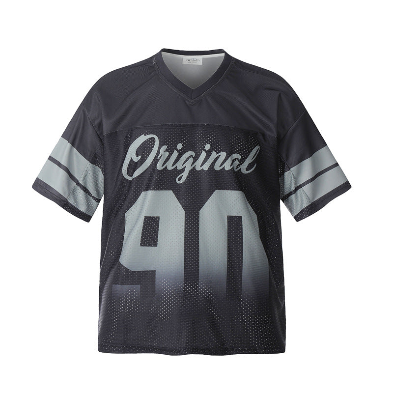 Stone Wash T shirt Rugby jersey Short Sleeve Casual T-shirt