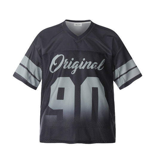 Stone Wash T shirt Rugby jersey Short Sleeve Casual T-shirt
