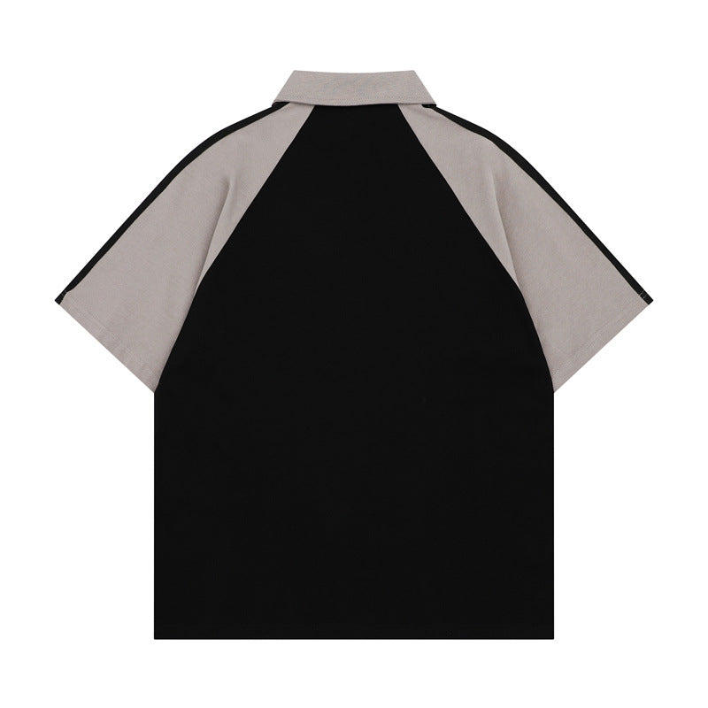 Stone Wash T shirt Retro Old Short Sleeve POLO Shirt