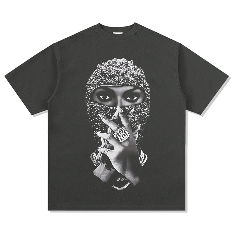 Cool t rapper summer t-shirt pearl masked man print short sleeve t-shirt