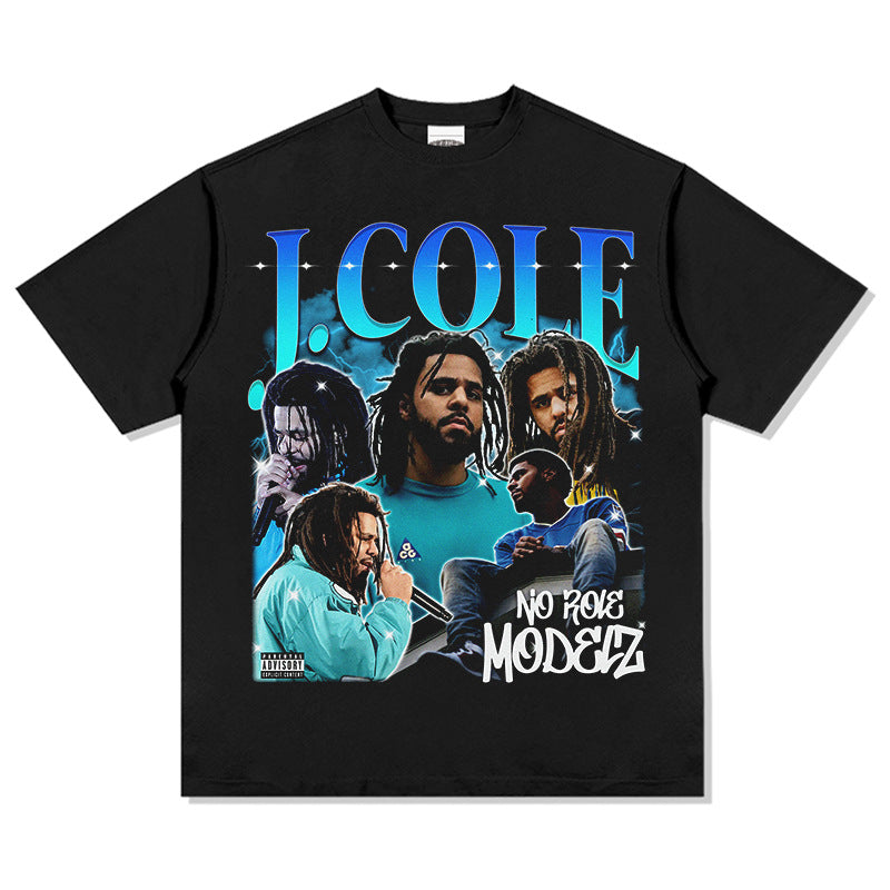 Outfit streetwear vintage hip hop JCole print short sleeve t-shirt