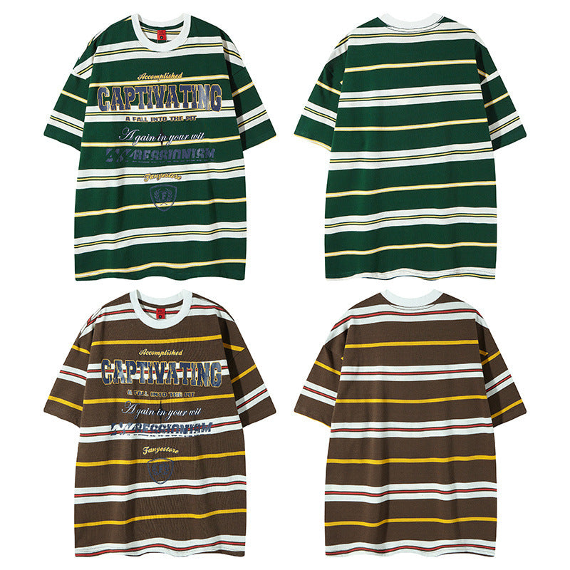 Y2K mens shirt short sleeve t-shirt loose casual