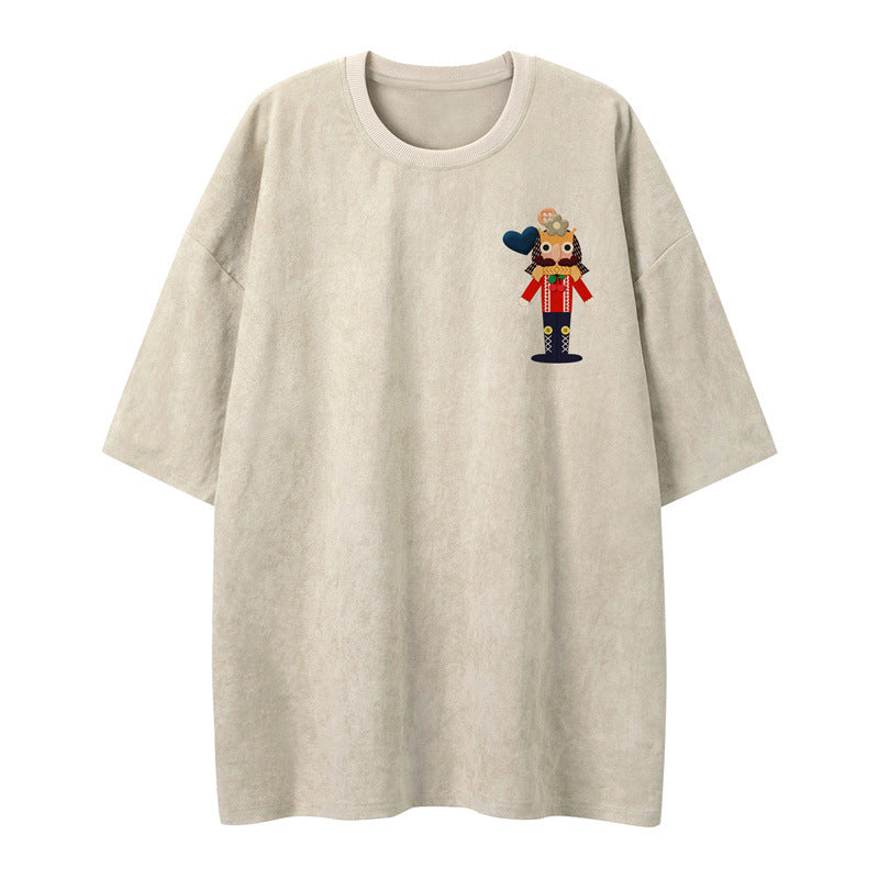 US drip outfits Summer Vintage Portrait Print Casual Loose Short Sleeve T-Shirts