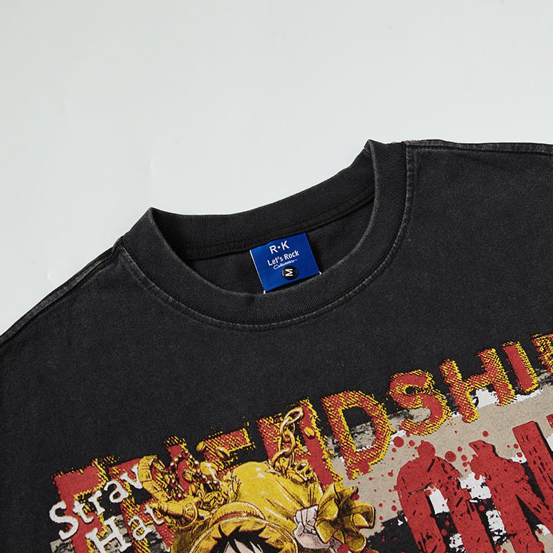 Nyc T Shirt Cartoon Luffy Printed Short Sleeve T-Shirt Loose Top