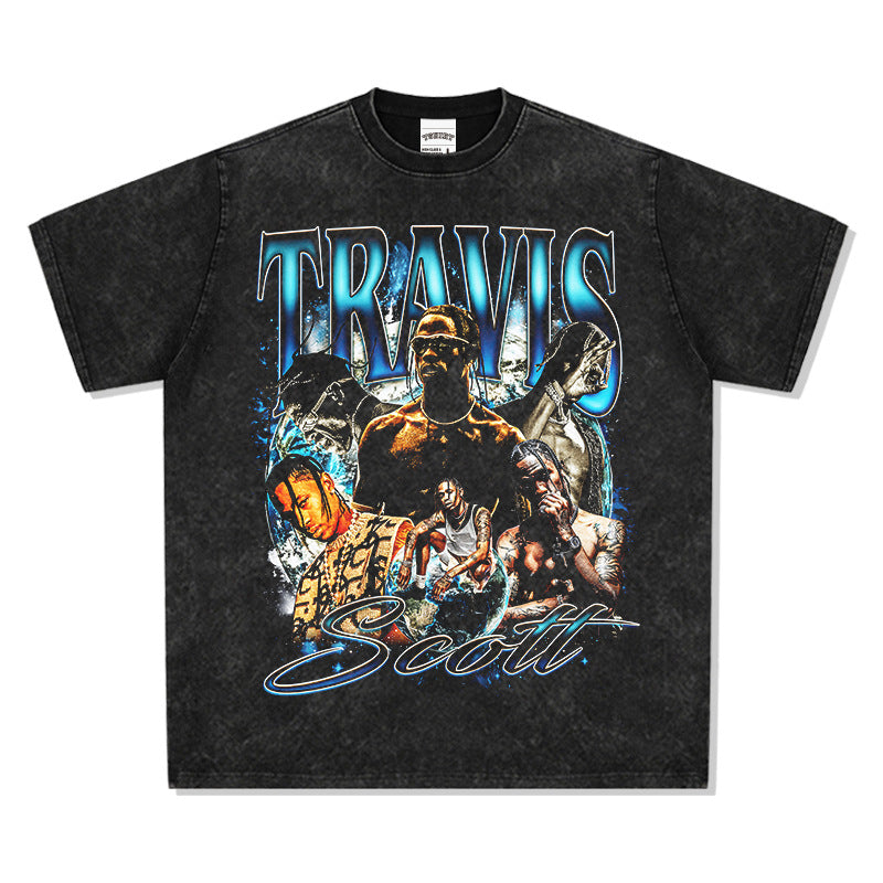 New york hip hop shop vintage hip hop scott ts print short sleeve t-shirt