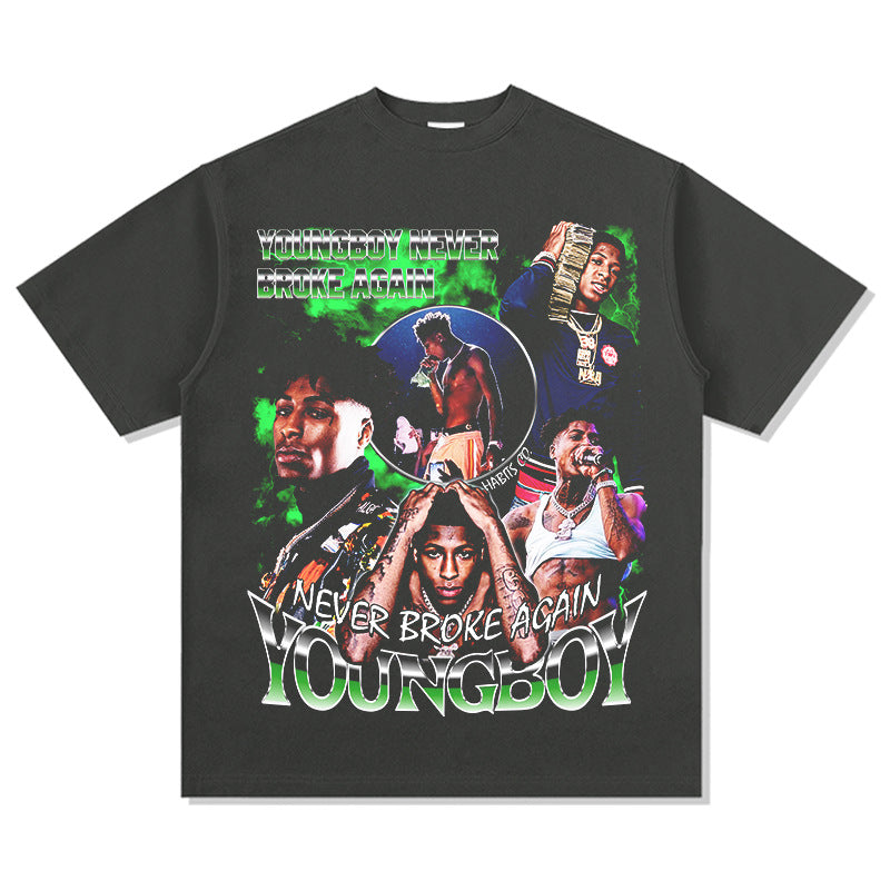 Streetwear Masculino Retro Hip Hop Young Boy Print Short Sleeve T-Shirt