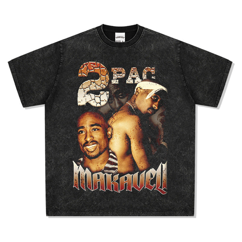 Cool t rapper Tupac print hip hop Vintage short sleeve t-shirt vintage