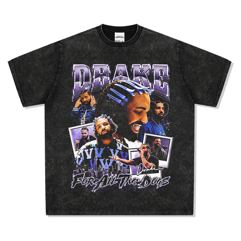 Cool t rapper vintage drake DRAKE print short sleeve t-shirt Vintage