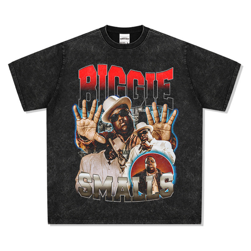 Marcas streetwear usa vintage hip hop big print short sleeve t-shirt