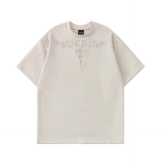 Hustle vintage summer wings embroidered short-sleeved t-shirt