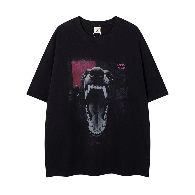 US drip outfits Summer Vintage Dog Casual Loose Short Sleeve T-Shirts