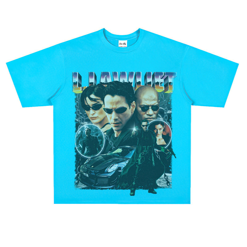 Film Star T Shirt Personalized Cotton Short Sleeve Loose American Retro Design T-shirt
