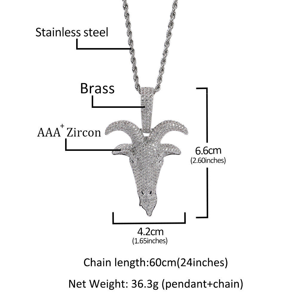 Jewelry Copper Zircon Goat Animal Men's Pendant Fashion Animal St. Valentine's Spectrum