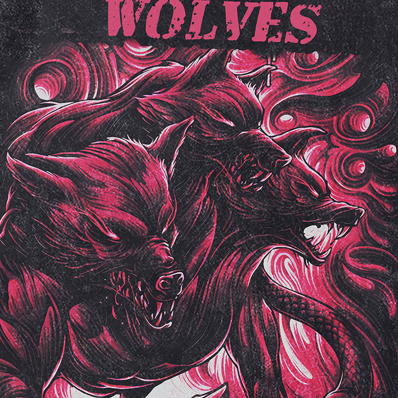 Ropa Vintage Hombre Wolf King Print Vintage Short Sleeve T-Shirt