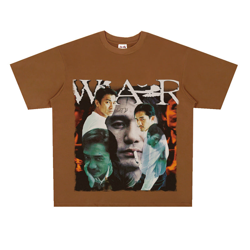 Film Star T Shirt Movie Andy Lau Short Sleeve Loose Retro American Street T-shirt