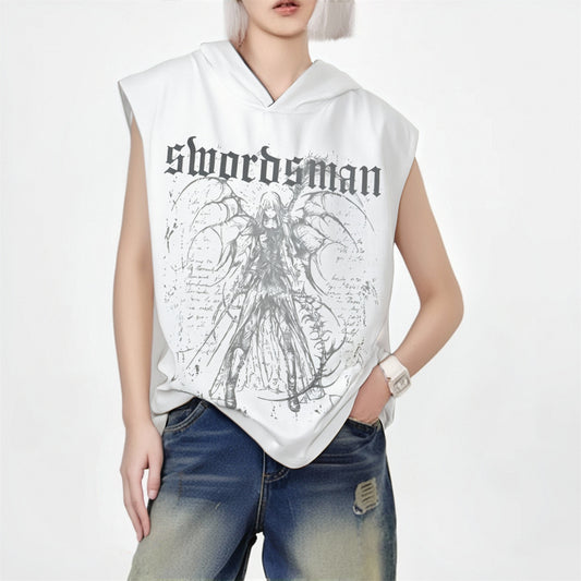 Distorted vintage sleeveless t-shirt summer loose casual vest