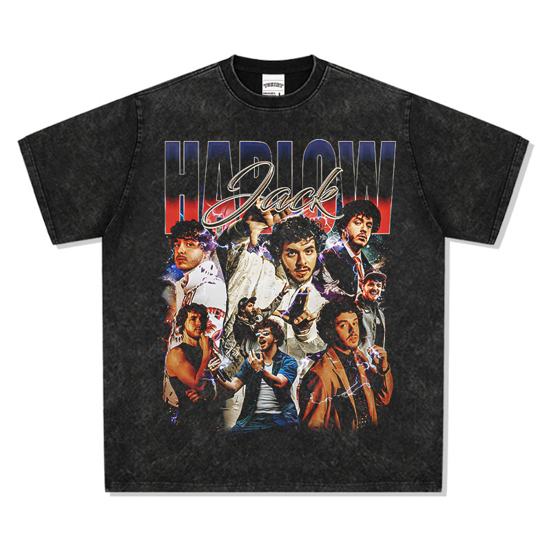 Outfit streetwear Vintage Hip Hop Jack Harlow Print Short Sleeve T-Shirt