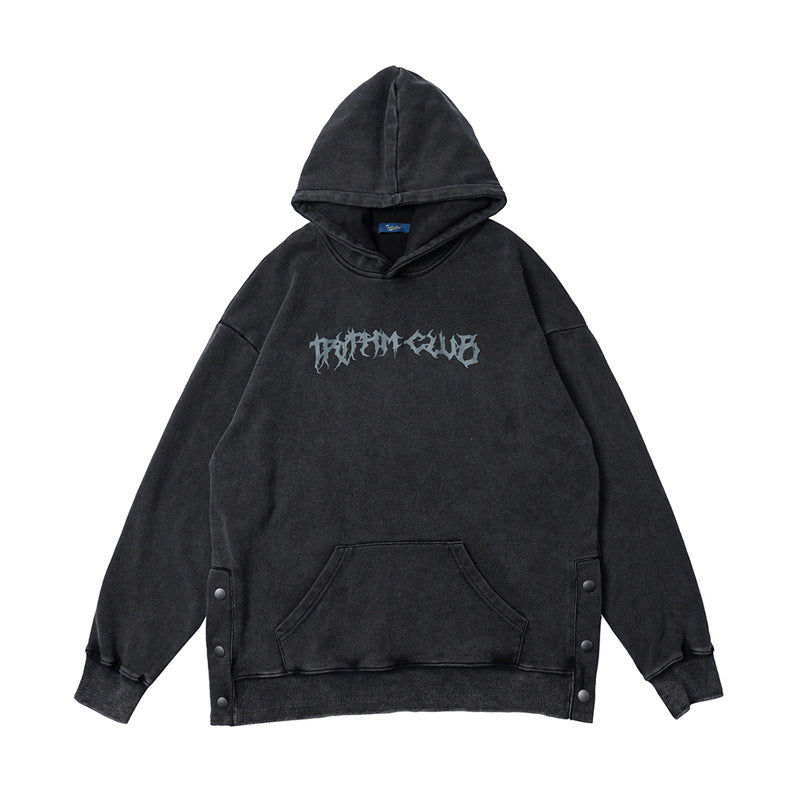Streetwear Hoodie Vintage Washed Old Printed Hooded Sweater Hip Hop Jacket