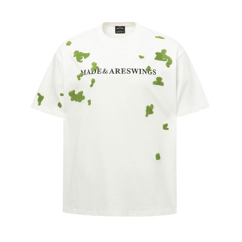 Hip Hop Shirts For Boys Short Sleeve T-Shirt Embroidered Flower Crew Neck Top