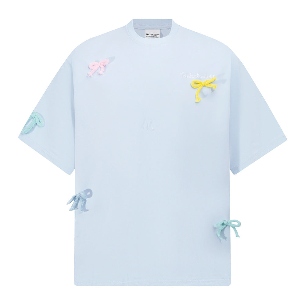 Vintage Usa Shirt Vintage Short Sleeve T-Shirt Bow Short Sleeve T-Shirt Crew Neck Top