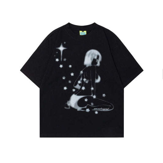 90s West Coast Hip Hop Fashion T Shirts Loose Half Sleeve Summer Casual Short Sleeve T-Shirt