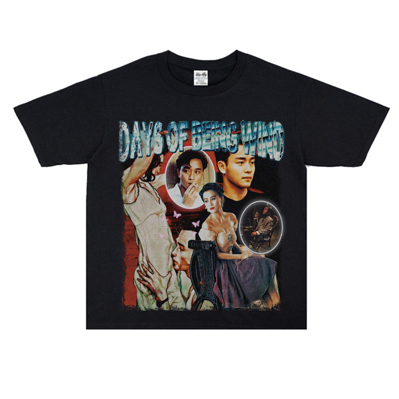 Film Star T Shirt Classic Movie Zhang Guorong Afei Short Sleeve Loose Retro Street Printing T-shirt