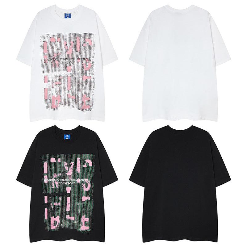 Nyc 1990 Shirt Alphabet Foam Print Loose Short Sleeve T-Shirt
