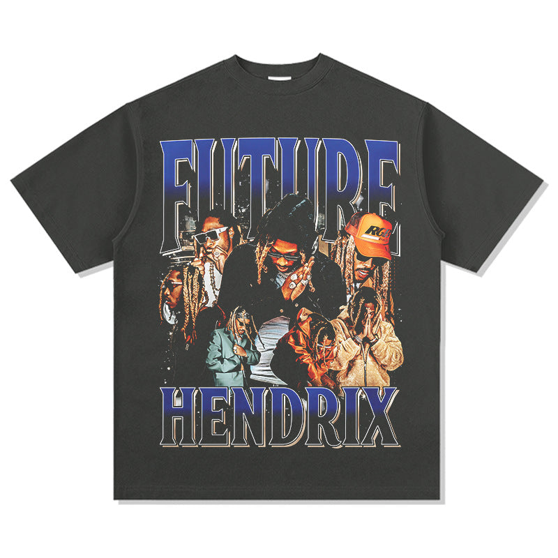 Streetwear Masculino Vintage Hip Hop Future Kid Print Short Sleeve T-Shirt