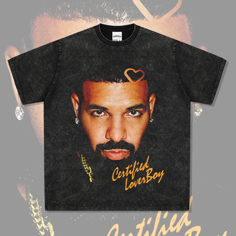 Outfit streetwear vintage drake Drake hip hop print short sleeve t-shirt